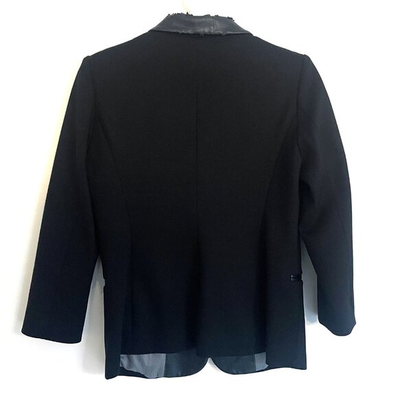 JAMES JEANS Womens' Black Leather Collar Tuxedo Blazer Jacket - Medium - Picture 3 of 5